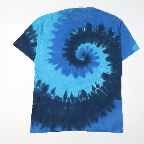 Port & Company Men's Blue Retro Tie-Dye T-Shirt L