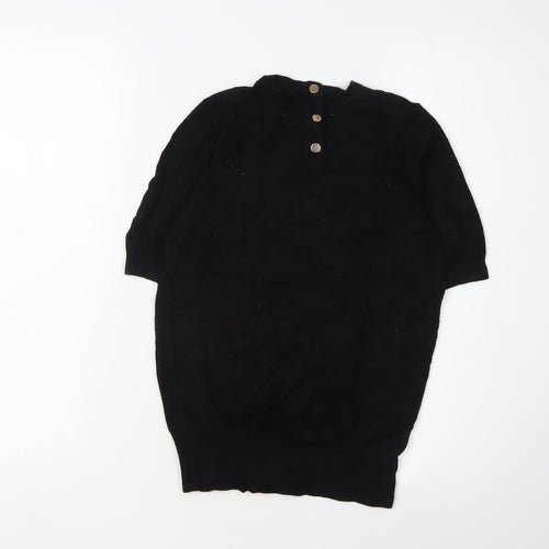 Zara Women's Black Mock Neck Short Sleeve Jumper S