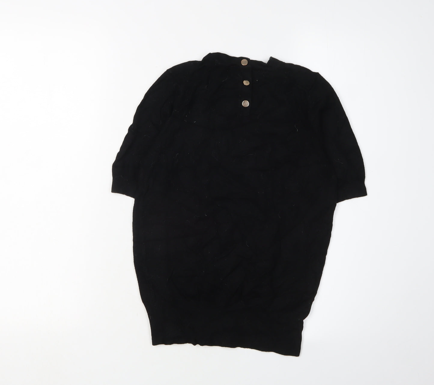 Zara Women's Black Mock Neck Short Sleeve Jumper S