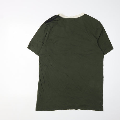 Adidas Men's Green Colourblock T-Shirt, Size L