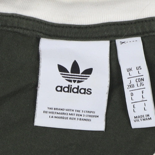 Adidas Men's Green Colourblock T-Shirt, Size L