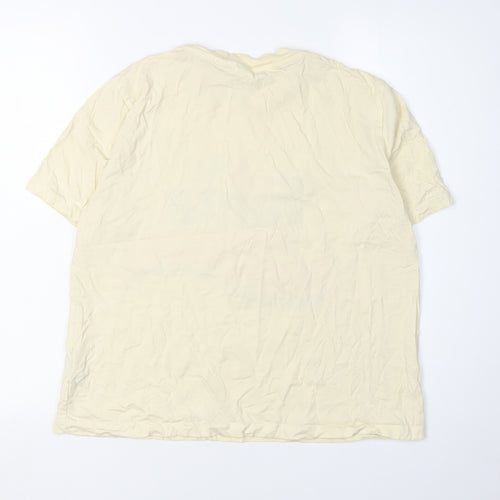 H&M Women Beige Fanta T-Shirt, Size 12, Casual Retro Style