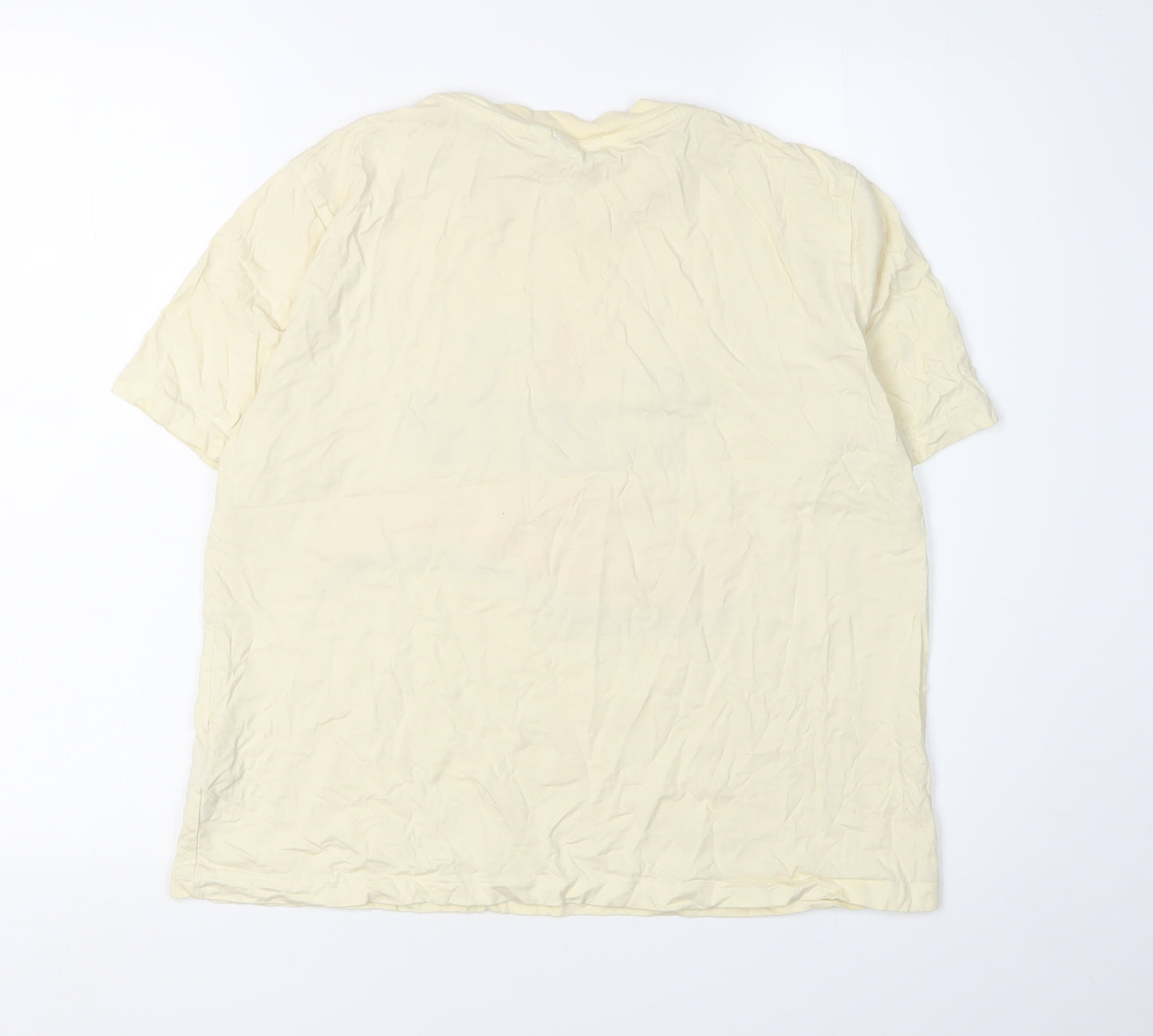 H&M Women Beige Fanta T-Shirt, Size 12, Casual Retro Style