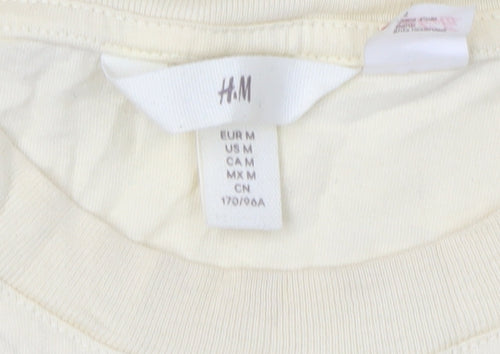 H&M Women Beige Fanta T-Shirt, Size 12, Casual Retro Style