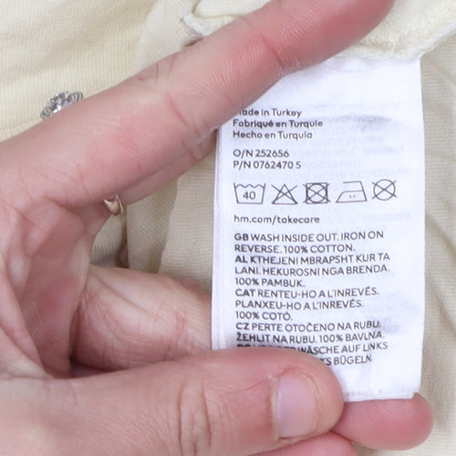 H&M Women Beige Fanta T-Shirt, Size 12, Casual Retro Style