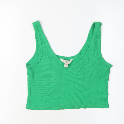 Brave Soul Women's Green Cropped Tank Top