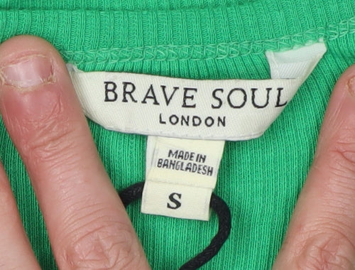 Brave Soul Women's Green Cropped Tank Top