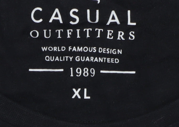 Casual Outfitters Men's XL Black Motorcycle Graphic T-Shirt