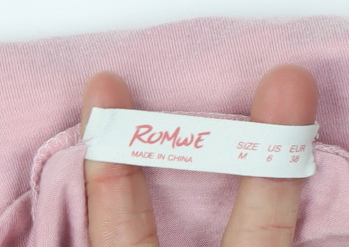Romwe Women's Pink Anime T-Shirt, Size M, Short Sleeve