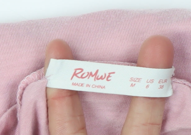 Romwe Women's Pink Anime T-Shirt, Size M, Short Sleeve