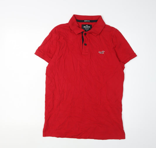 Hollister Men's Red Polo M Athletic Fit Short Sleeve