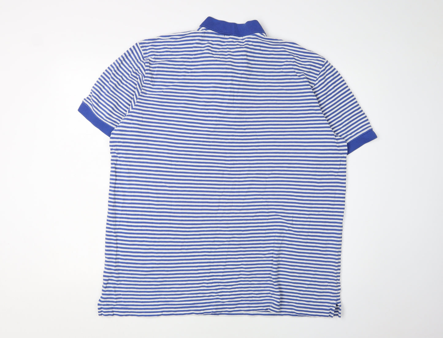 Lands' End Men's Blue Striped Polo Shirt XL