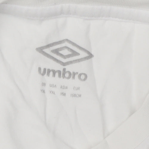 Umbro Boys White Rugby T-Shirt with Logo, YXL, Sports