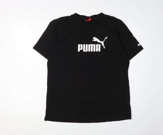 Puma Men's Black Crew Neck Logo T-Shirt - Size L