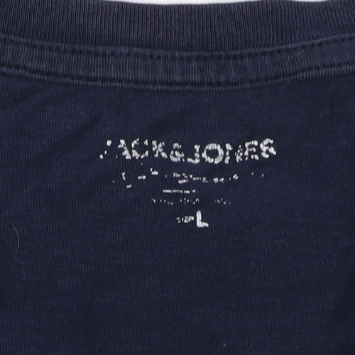 Jack & Jones Men's Blue Crew Neck Logo T-Shirt L