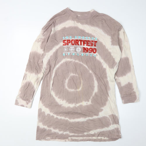 Daisy Street Women's Brown Tie Dye T-Shirt Dress 8
