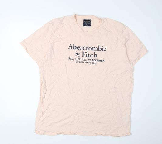 Abercrombie & Fitch Men's Beige 2XL Logo T-Shirt