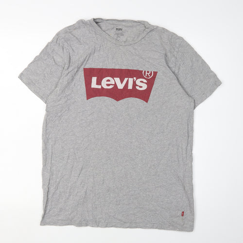 Levi's Men's Grey Cotton T-Shirt Size L Logo Design
