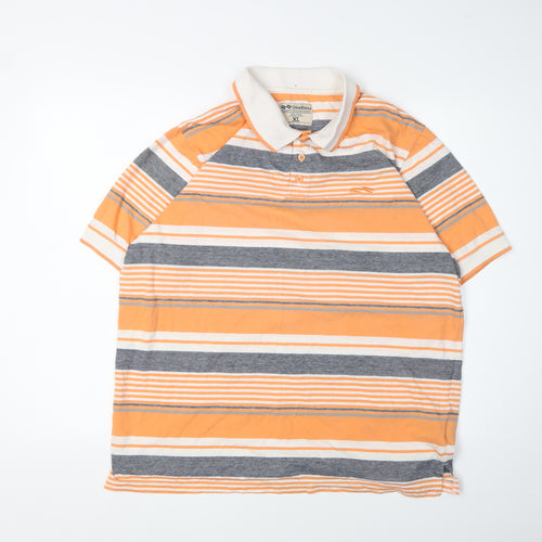 OakRidge Men's Orange Striped XL Polo Shirt