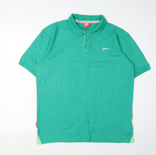 Slazenger Mens Green Polo Shirt L Regular Fit