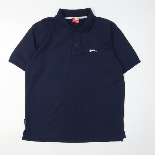 Slazenger Blue Men's Polo Shirt M Solid Casual