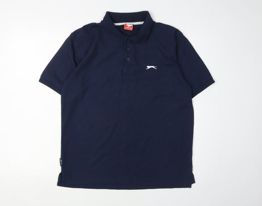 Slazenger Blue Men's Polo Shirt M Solid Casual