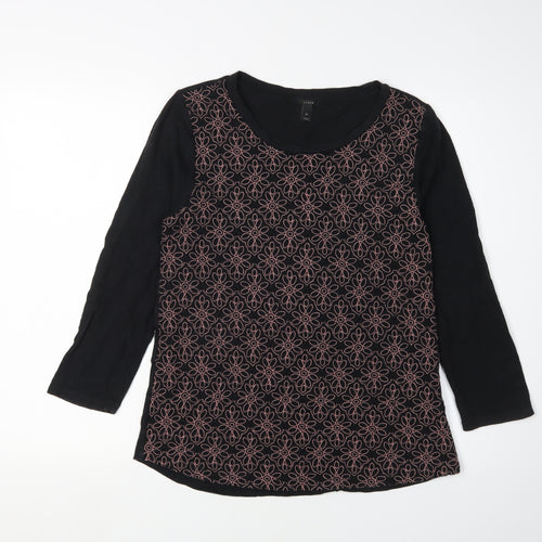 J.Crew Women's Black Floral Embroidered Blouse M