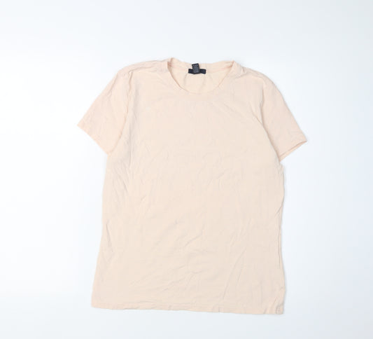 GAP Women's Beige Basic T-Shirt - Large, Short Sleeve