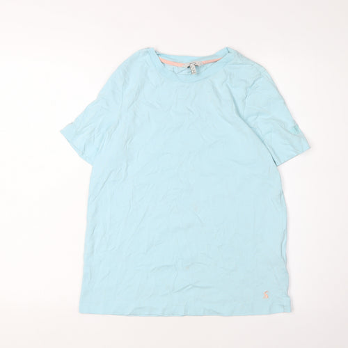 Joules Women's Blue Crew Neck T-Shirt, Size 6, Casual Style