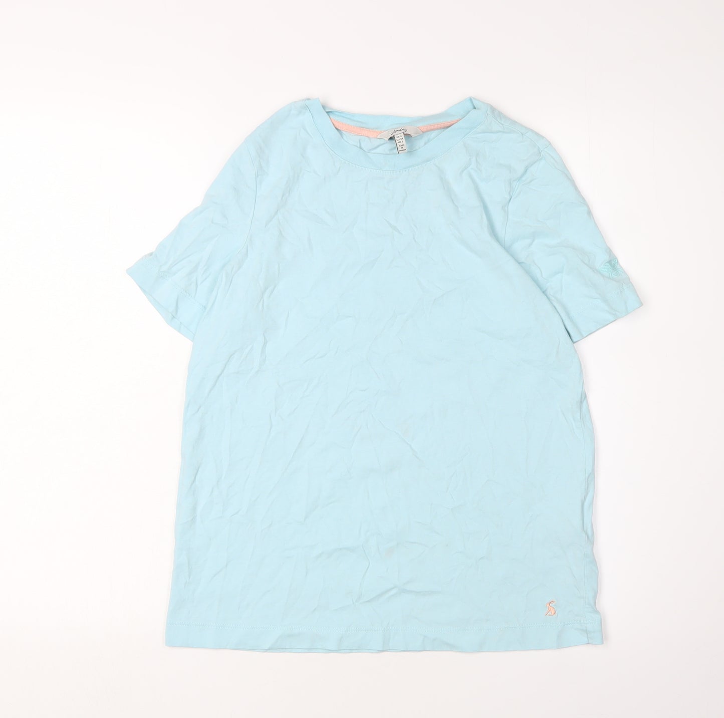 Joules Women's Blue Crew Neck T-Shirt, Size 6, Casual Style