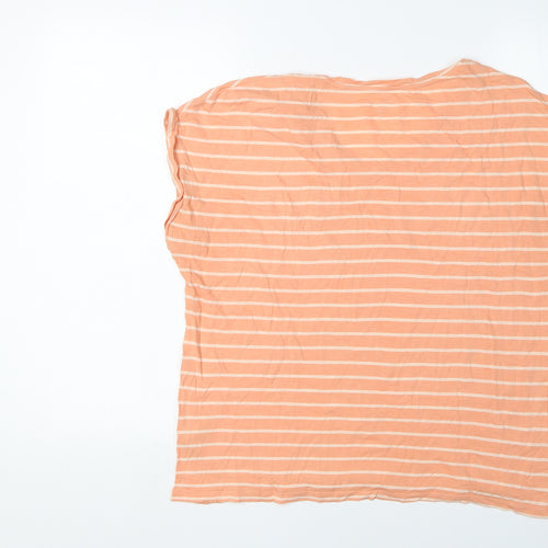 M&Co Women's Orange Striped Relaxed T-Shirt, Size M