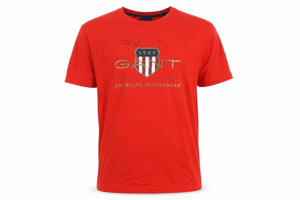GANT Men's Red T-Shirt, Large, Cotton, Short Sleeve
