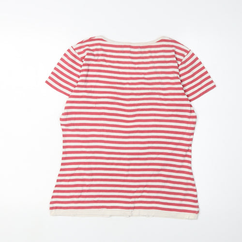 Long Tall Sally Women's Red Striped V-Neck T-Shirt Size 12