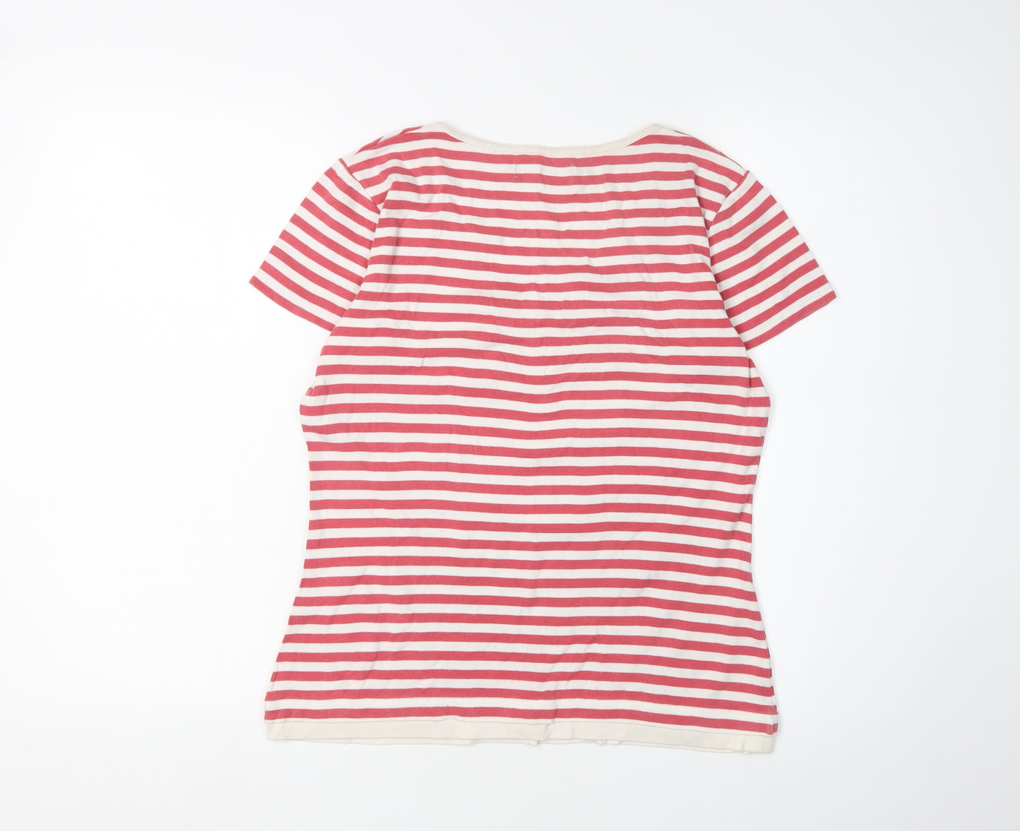 Long Tall Sally Women's Red Striped V-Neck T-Shirt Size 12