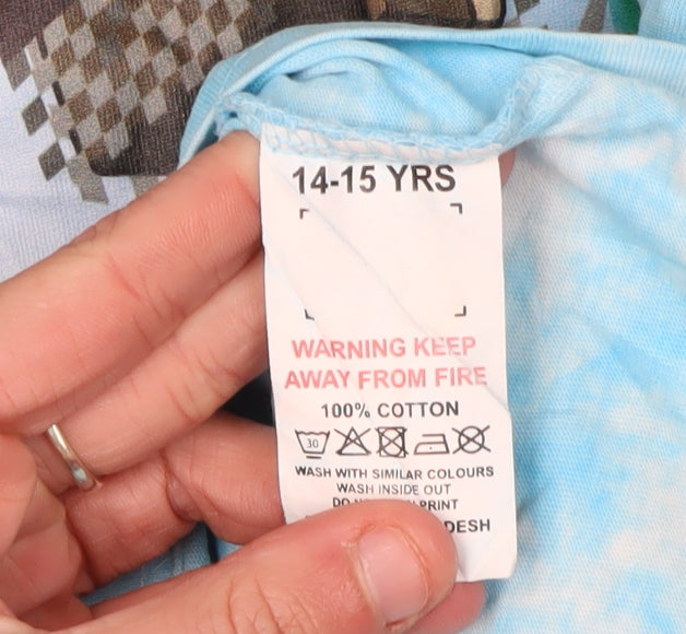 Minecraft Boys Blue Graphic T-Shirt 14-15 Years