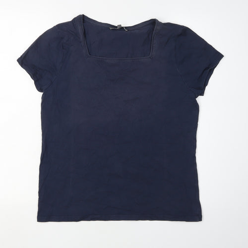 Laura Ashley Women's Blue Square Neck T-Shirt