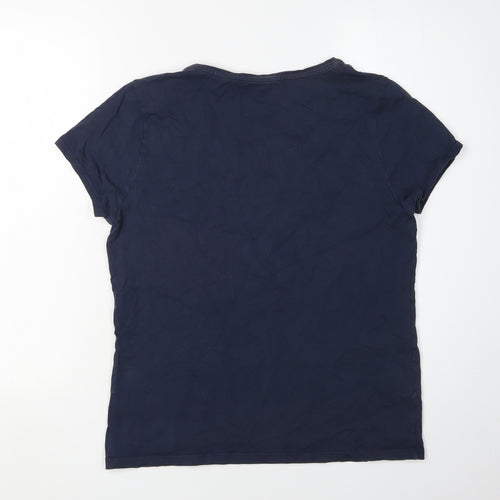 Laura Ashley Women's Blue Square Neck T-Shirt