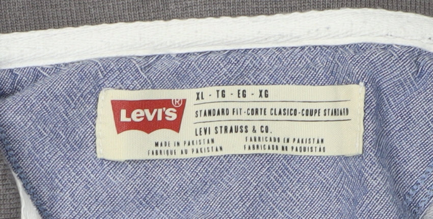 Levi's Men's Grey Striped Polo Shirt XL
