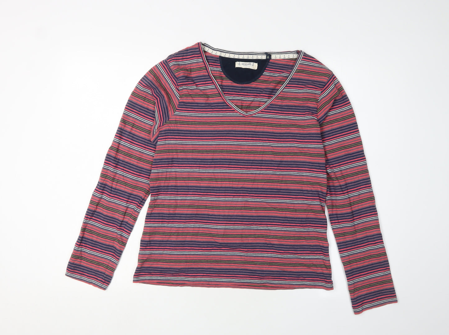 Seasalt Women's Multicoloured Stripe V-Neck T-Shirt