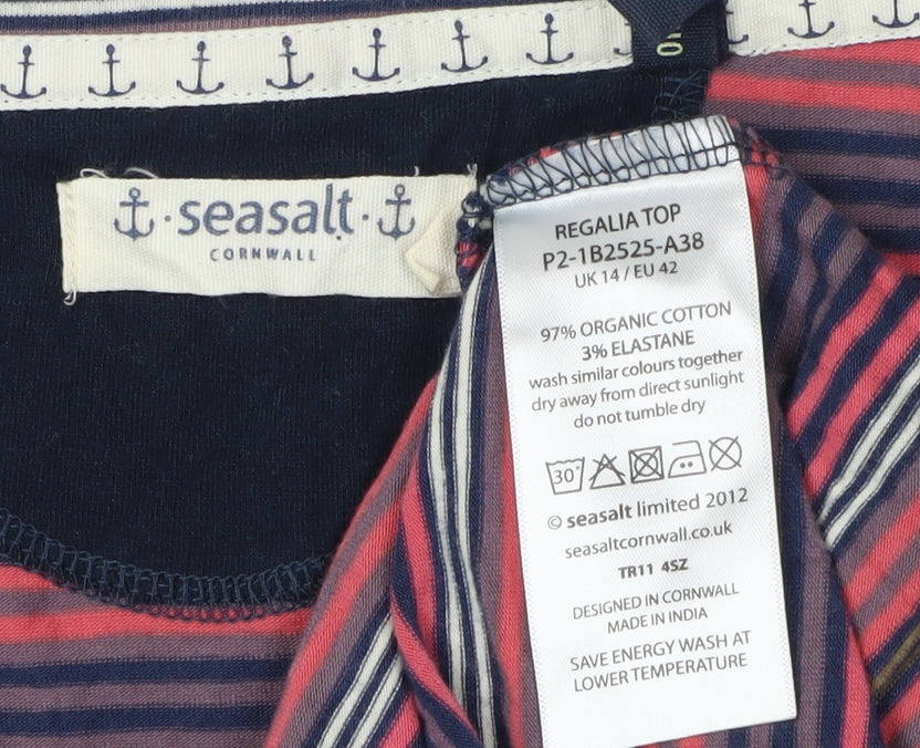 Seasalt Women's Multicoloured Stripe V-Neck T-Shirt