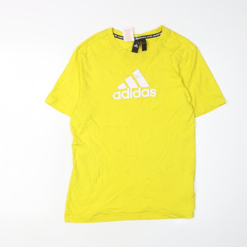 Adidas Boys Yellow T-Shirt 13-14 Years, Logo, Casual Wear