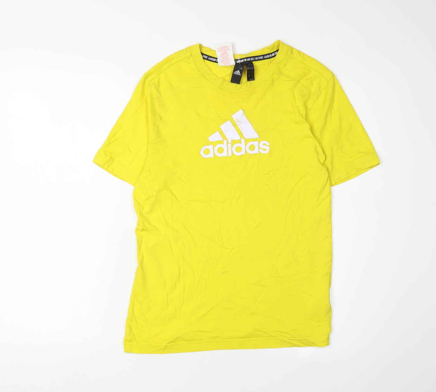 Adidas Boys Yellow T-Shirt 13-14 Years, Logo, Casual Wear