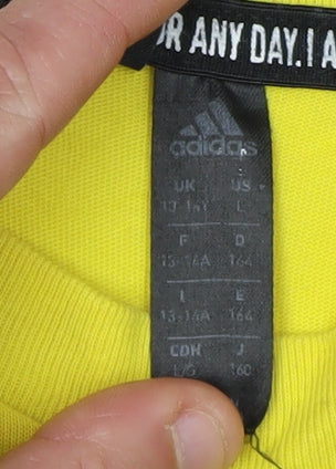 Adidas Boys Yellow T-Shirt 13-14 Years, Logo, Casual Wear
