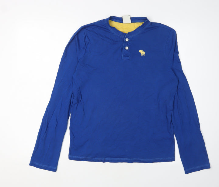 Abercrombie Boys Blue XL Henley Long Sleeve Pullover Top