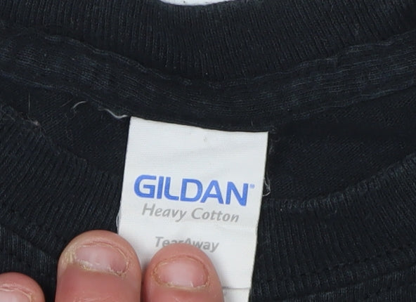 Gildan Men's Skull Graphic Black T-Shirt Size M