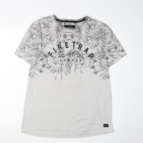 Firetrap Men's Grey Skull Graphic T-Shirt, XL