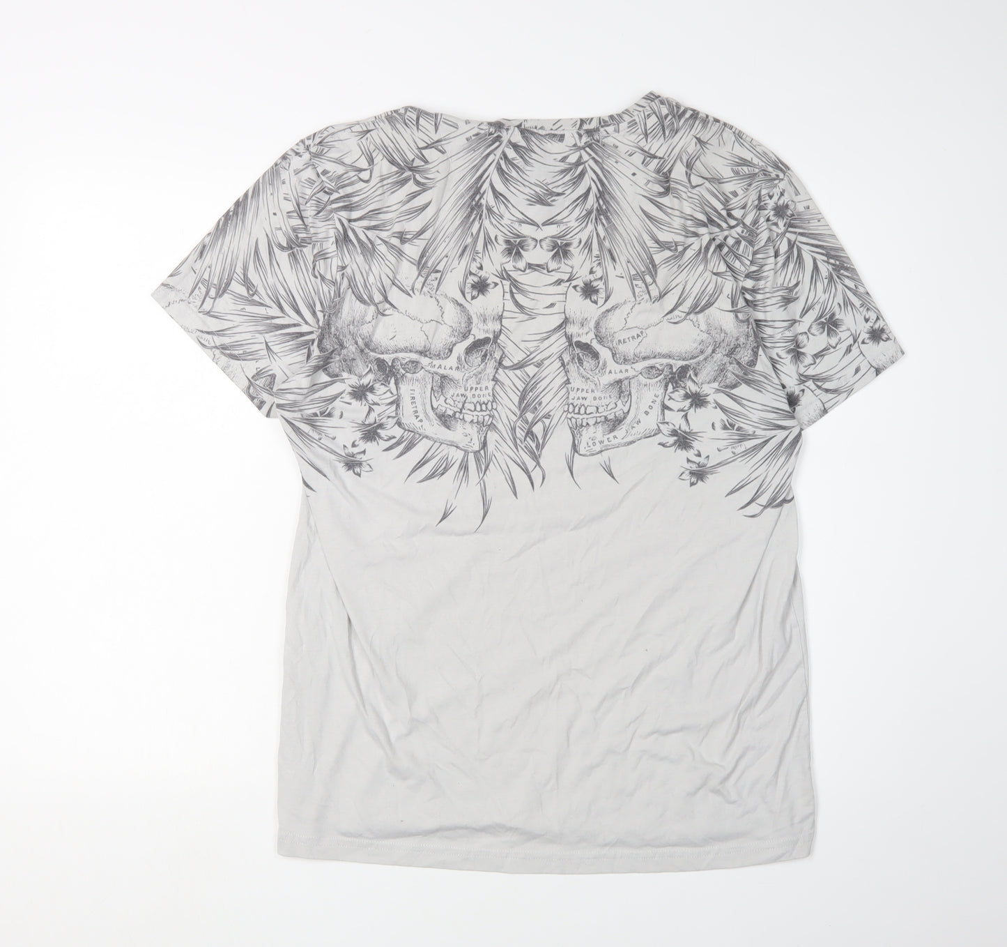 Firetrap Men's Grey Skull Graphic T-Shirt, XL