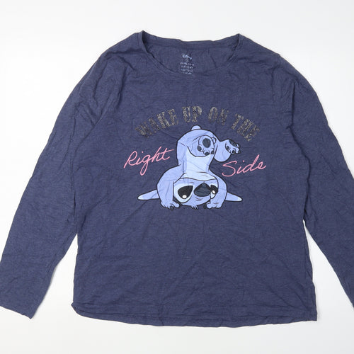 Disney Women's Blue Long Sleeve T-Shirt, Size L