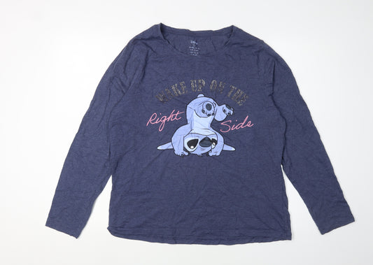 Disney Women's Blue Long Sleeve T-Shirt, Size L