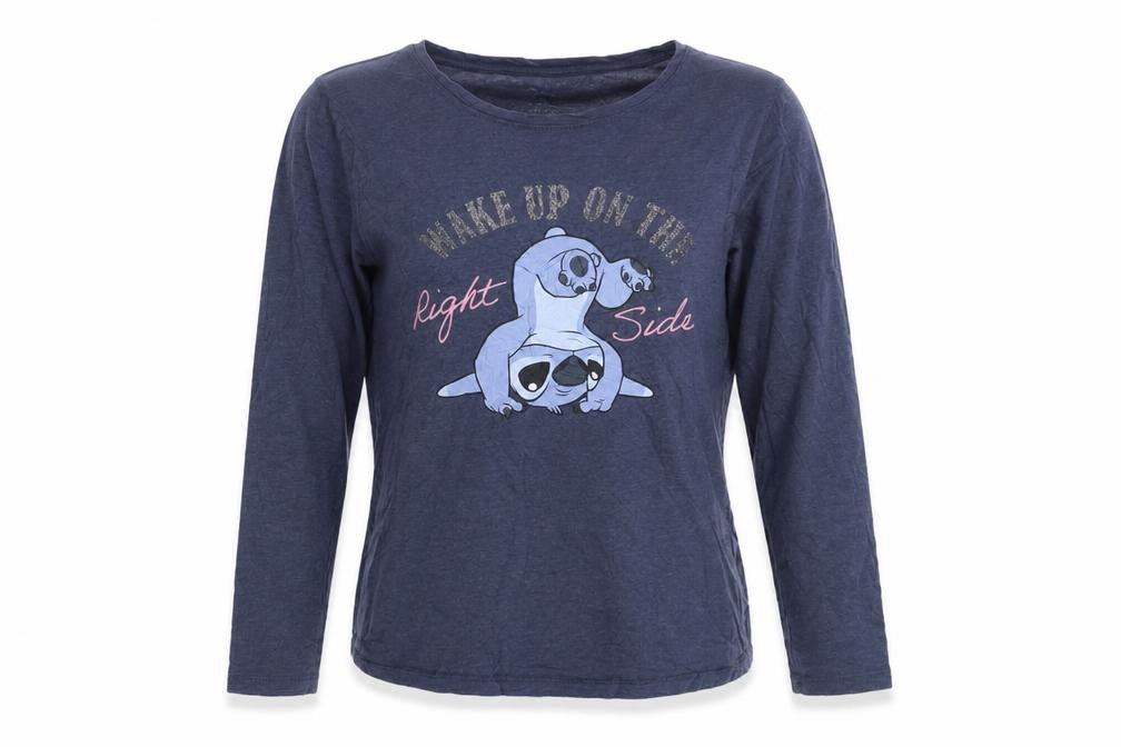 Front view of Disney Women's Blue Long Sleeve T-Shirt, size L